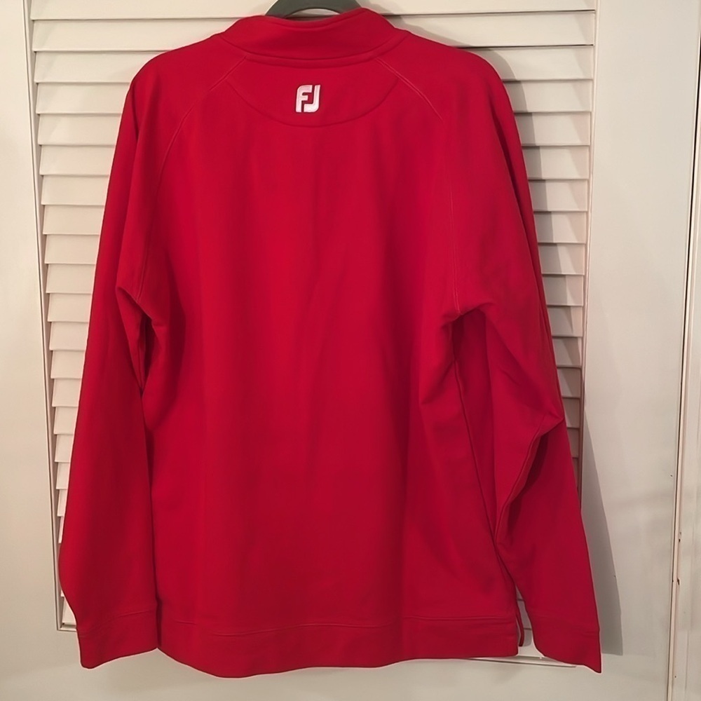 FootJoy Vibrant Red Bear Lakes Emblem 3/4 Zip Up Sweater - Picture 9 of 12